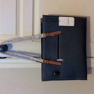 Lovevook navy blue and brown laptop tote bag